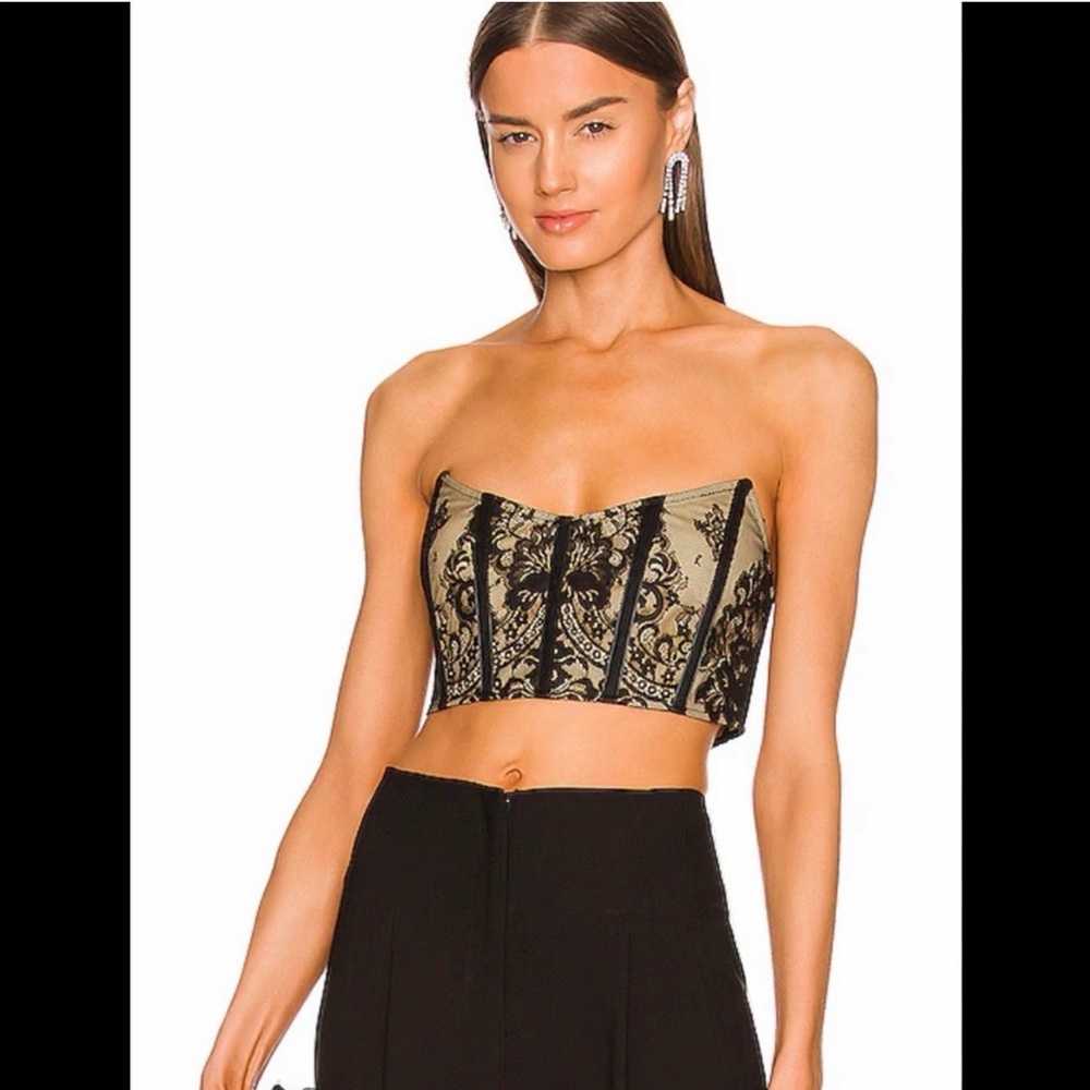 Michael Costello x Revolve Black Lace Strapless Top